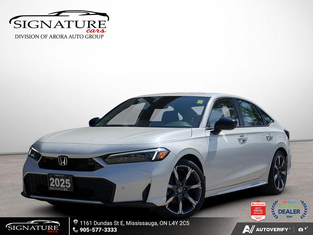White 2025 Honda Civic Hybrid Sedan Front-Wheel Drive Automatic