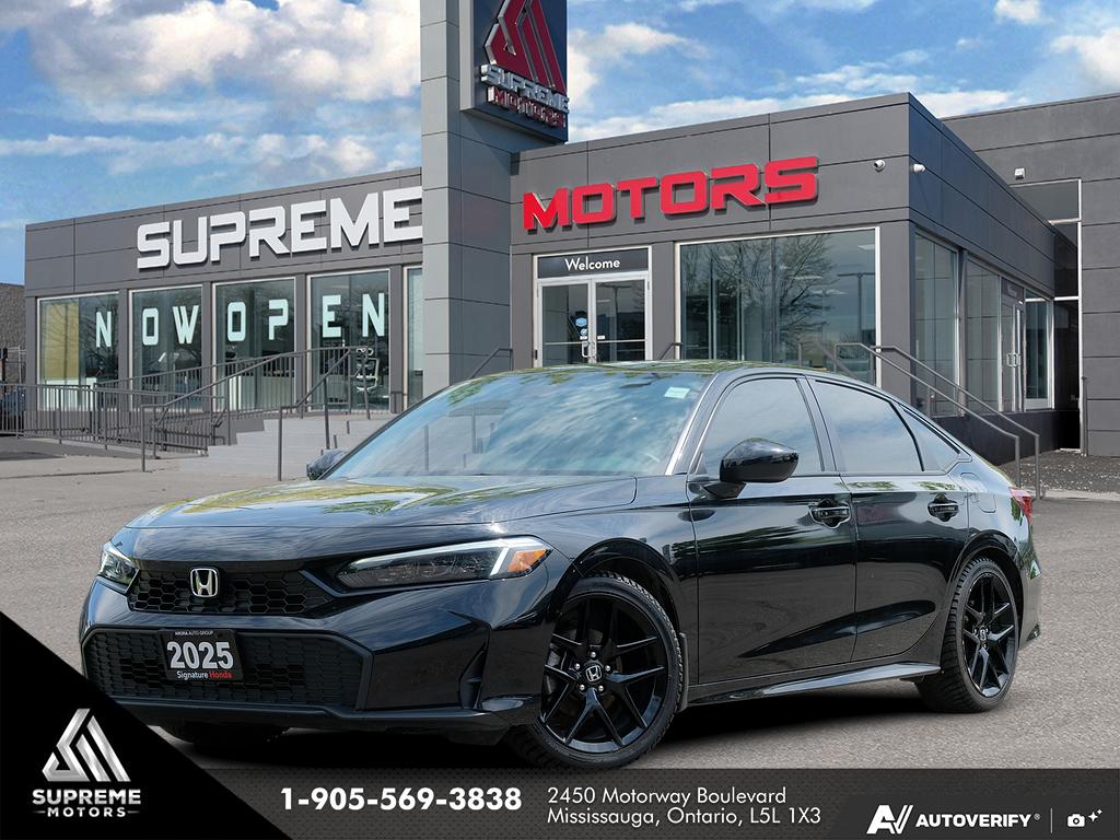 Black 2025 Honda Civic Sport FWD Sedan Front-Wheel Drive Continuously Variable Transmission